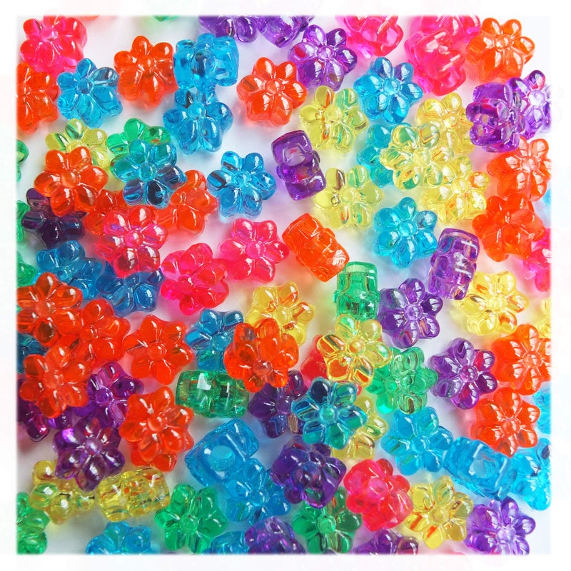 BeadExplosion Flower Beads Jewel Rainbow Colors Large Hole Pony Beads Multi Mix Made in USA - Image 3